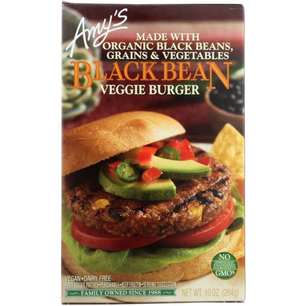 AMYS: Black Bean Veggie Burger, 10 oz