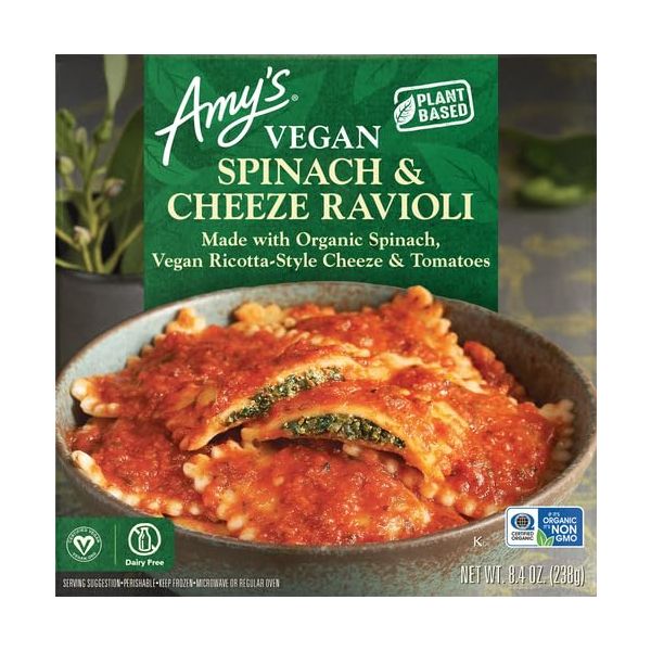 AMYS: Vegan Spinach and Cheeze Ravioli Bowls, 8.40 oz