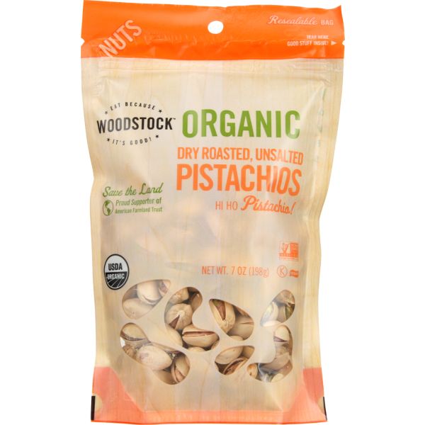 WOODSTOCK: Pistachios Dry Rstd Unslt, 7 OZ