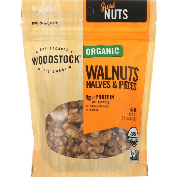 WOODSTOCK: Walnuts Halves And Pieces, 5.5 oz