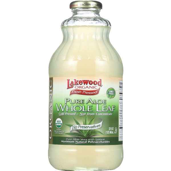 Lakewood Organic Fresh Pressed Pure Aloe Whole Leaf Juice, 32 Oz
