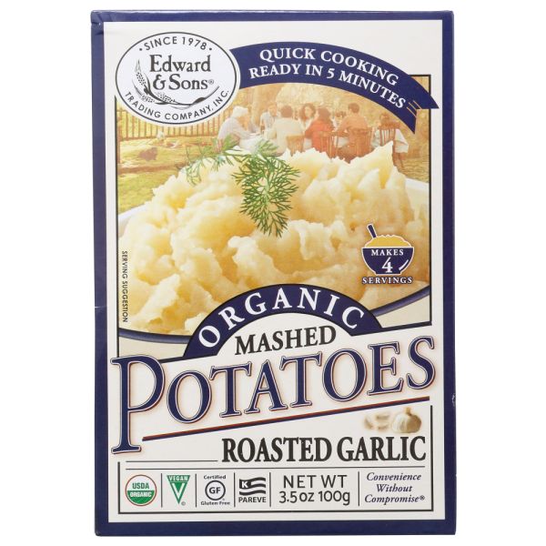 EDWARD & SONS: Organic Roasted Garlic Mashed Potatoes, 3.5 oz