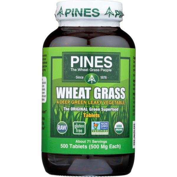 Pines International Organic Wheat Grass 500 Mg, 500 Tablets
