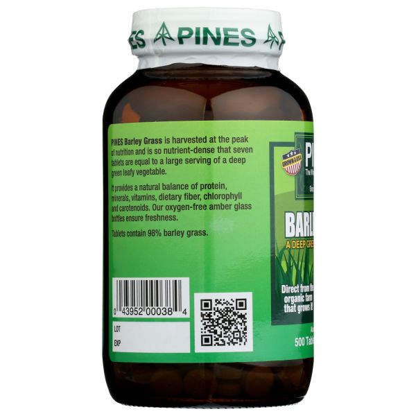 PINES WHEAT GRASS: Barley Grass 500 mg Organic, 500 cp