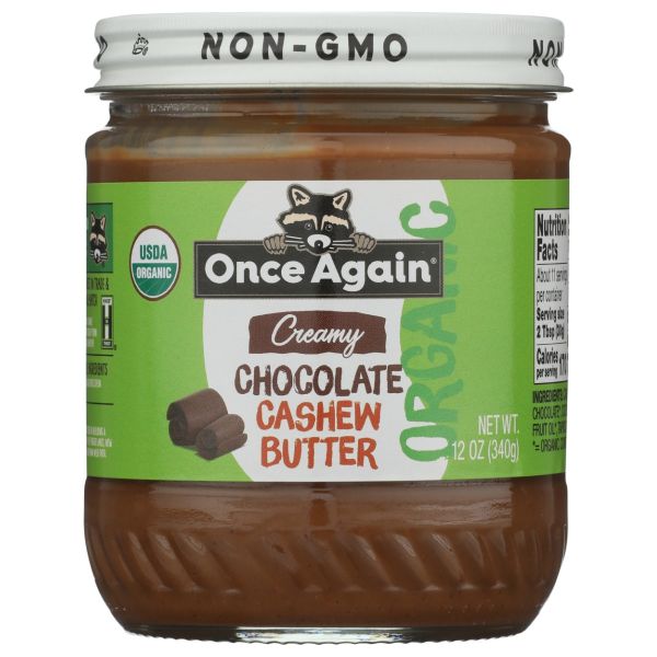 ONCE AGAIN: Organic Creamy Chocolate Cashew Butter, 12 oz
