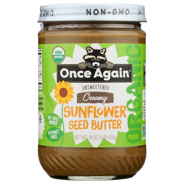 ONCE AGAIN: Organic Sunflower Seed Butter Unsweetened & Salt Free, 16 oz