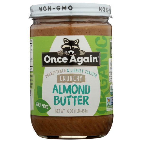 ONCE AGAIN: Nut Butter Almond Crunchy Raw, 16 oz