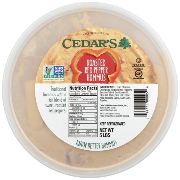CEDARS: Roasted Red Pepper Hummus, 5 lb