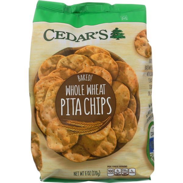 CEDARS: Whole Wheat Pita Chips, 6 Oz