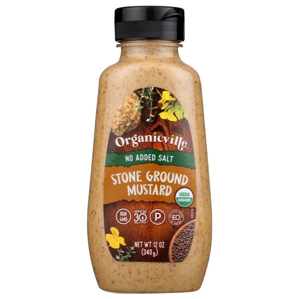 ORGANICVILLE: No Added Salt Stone Ground Mustard, 12 oz