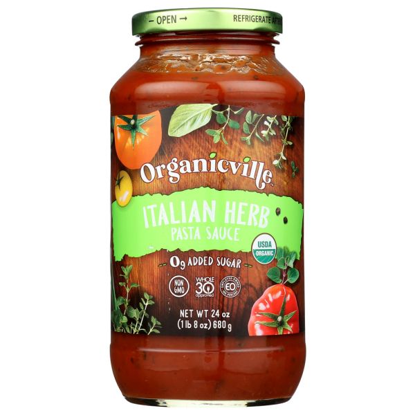 ORGANICVILLE: Sauce Pasta Italian Herb, 24 oz