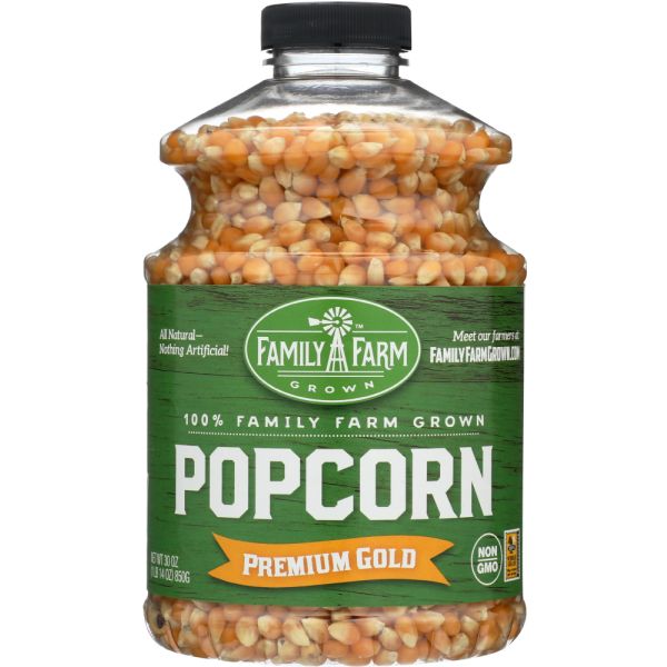 FAMILY FARM GROWN: Premium Gold Popcorn Jar, 30 oz