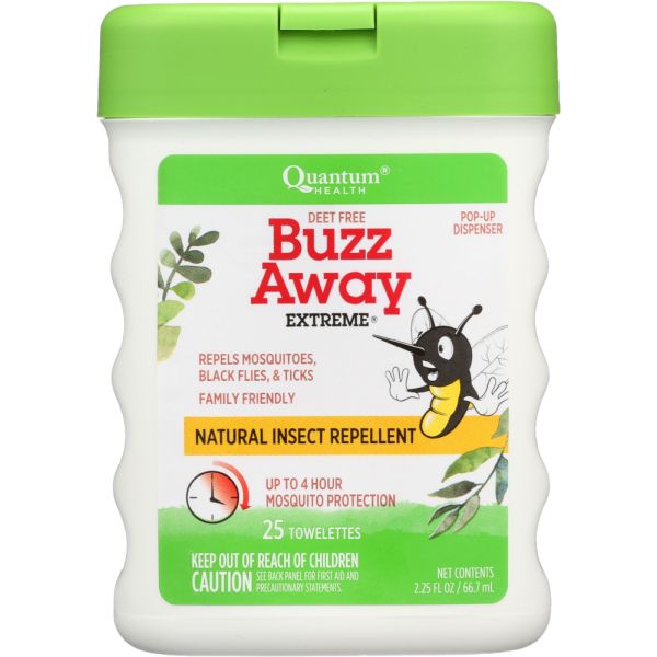 QUANTUM: Buzz Away Extreme Natural Insect Repellent, 25 Towelletes