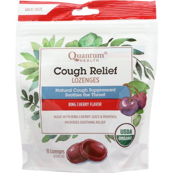 QUANTUM: Lozenges Cough Relief Cherry Organic, 18 ea