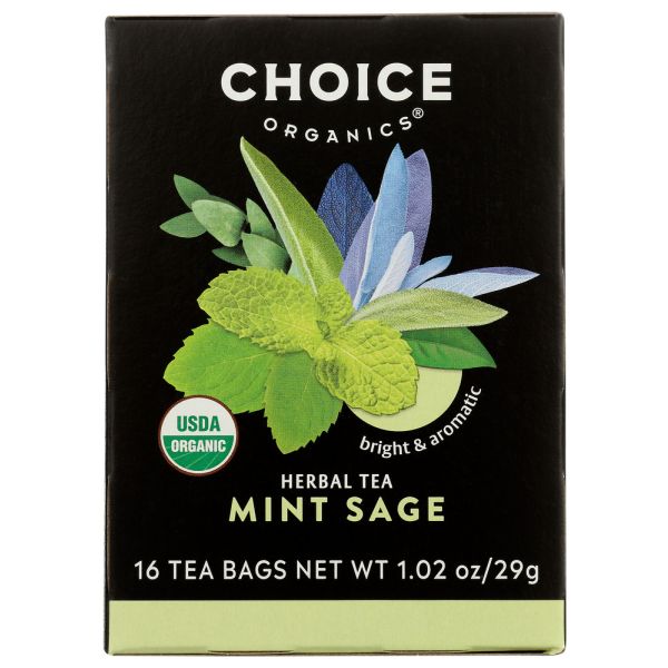 CHOICE TEA: Organic Mint Sage Tea, 16 bg