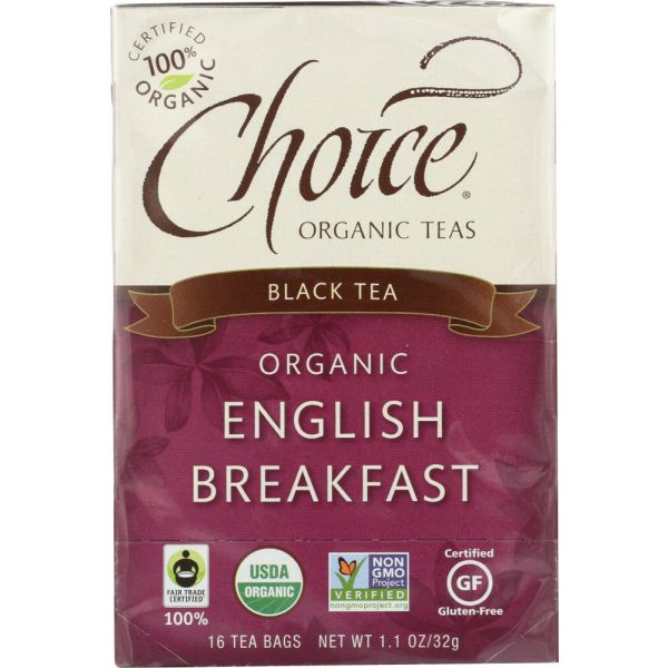 CHOICE TEA: Organic English Breakfast Tea, 16 bg