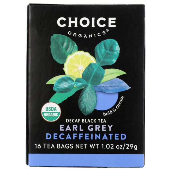 CHOICE TEA: Organic Decaffeinated Earl Grey Tea, 16 bg