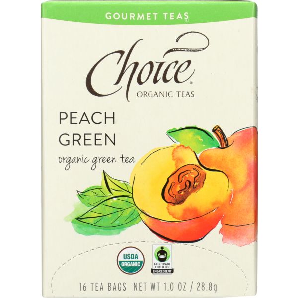 CHOICE TEA: Tea Peach Green, 16 bg