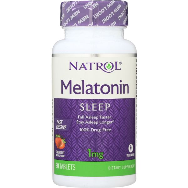 NATROL: Melatonin Fast Dissolve Strawberry Tablets 1mg, 90 tb