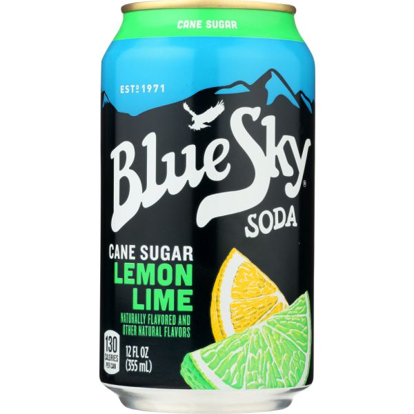 BLUE SKY: Cane Sugar Soda Lemon Lime 6-12oz, 72 oz