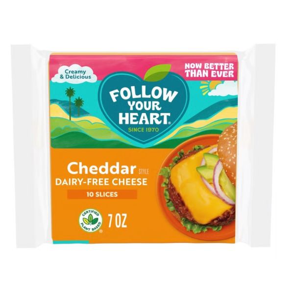 FOLLOW YOUR HEART: Dairy-Free Medium Cheddar Cheese Slices, 7 oz