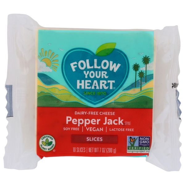 FOLLOW YOUR HEART: Pepper Jack Style Cheese Alternative Slices, 7 oz