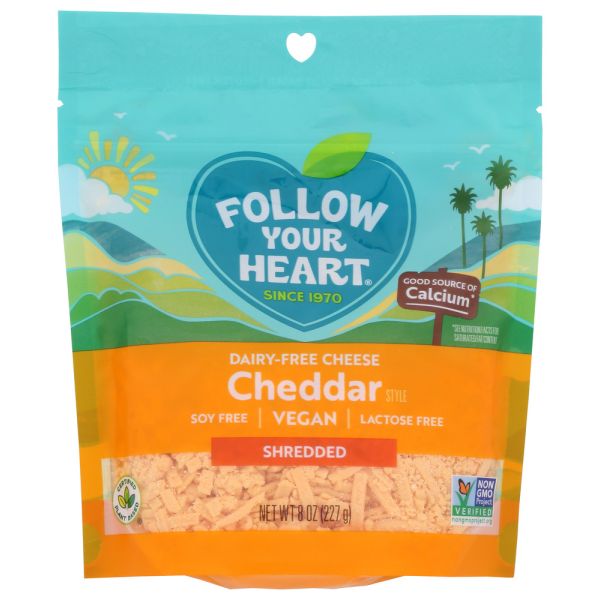 FOLLOW YOUR HEART: Cheddar Cheese Alternative Shreds, 8 oz