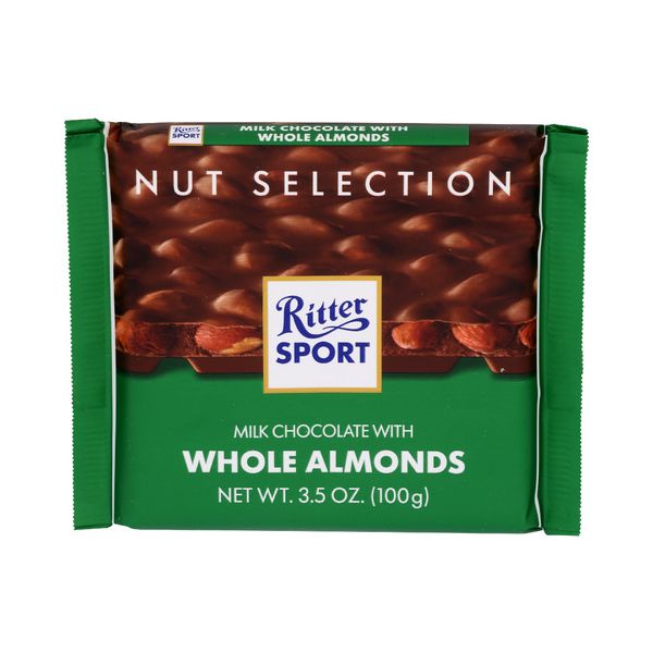 RITTER SPORT: Milk Chocolate with Whole Almonds, 3.5 oz