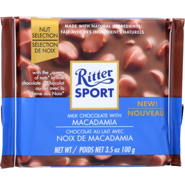 RITTER SPORT: Macadamia Milk Chocolate Bar, 3.5 oz