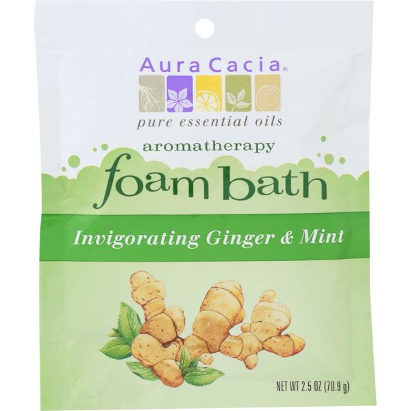 AURA CACIA: Foam Bath Invigorating Ginger & Mint, 2.5 oz