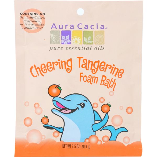 AURA CACIA: Tangerine & Sweet Orange Essential Oils Cheering Foam Bath, 2.5 oz