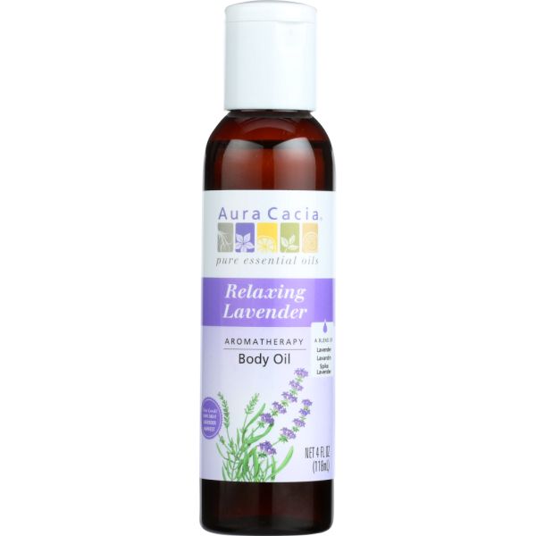 Aura Cacia Aromatherapy Body Oil Relaxing Lavender, 4 Oz