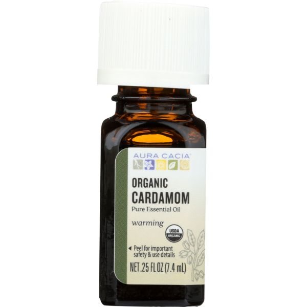 AURA CACIA: Organic Cardamom Pure Essential Oil, 0.25 oz