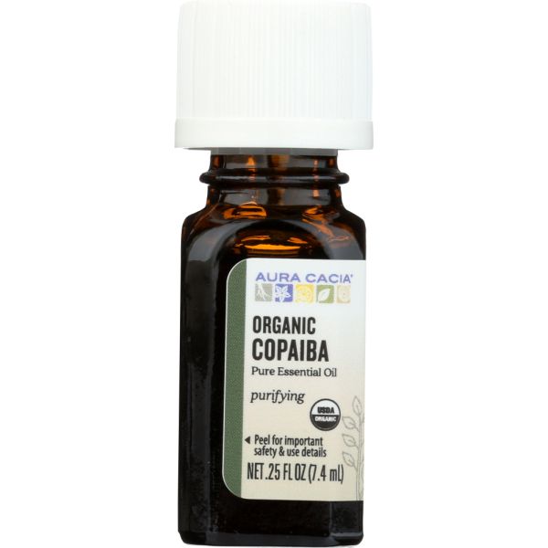 AURA CACIA: Organic Copaiba Pure Essential Oil, 0.25 oz