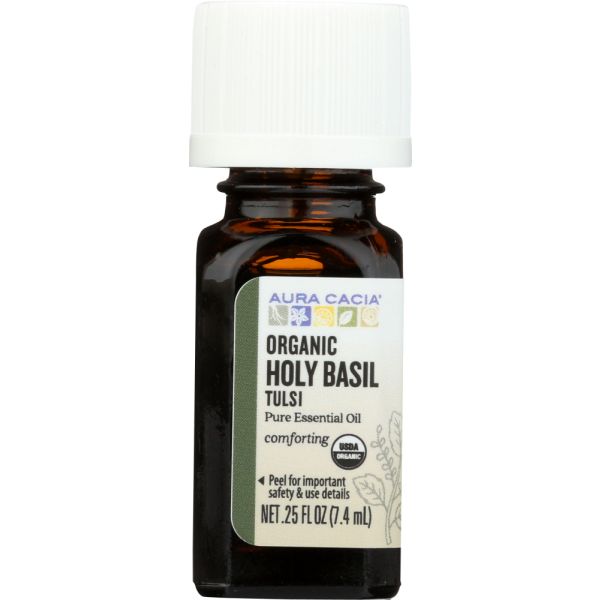 AURA CACIA: Holy Basil Tulsi Pure Essential Oil, 0.25 oz
