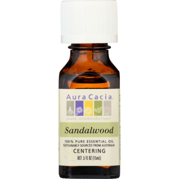 AURA CACIA: 100% Pure Essential Oil Sandalwood, 0.5 Oz