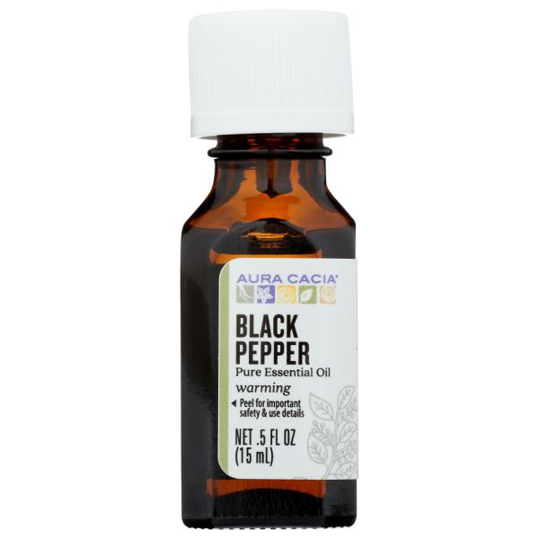 AURA CACIA: Black Pepper Essential Oil, 0.5 oz