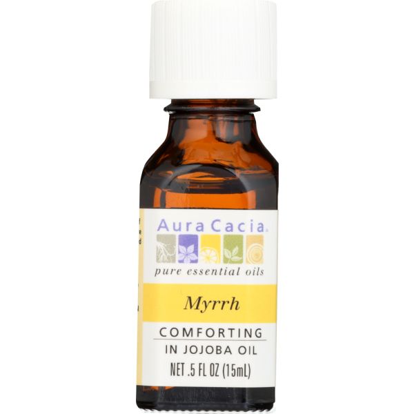 AURA CACIA: Pure Essential Oil Myrrh in Jojoba Oil, 0.5 oz
