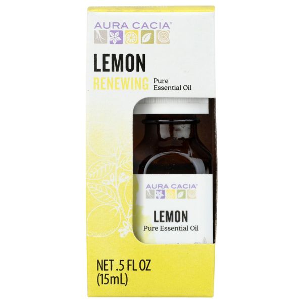 AURA CACIA: Lemon Essential Oil Boxed, 0.5 oz