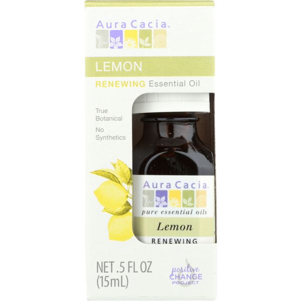 AURA CACIA: Lemon Essential Oil Boxed, 0.5 oz