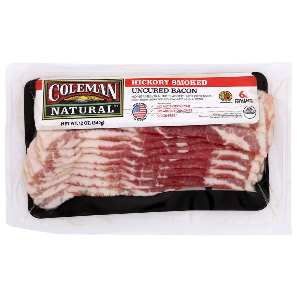 COLEMAN: Bacon Pork Uncured, 12 oz