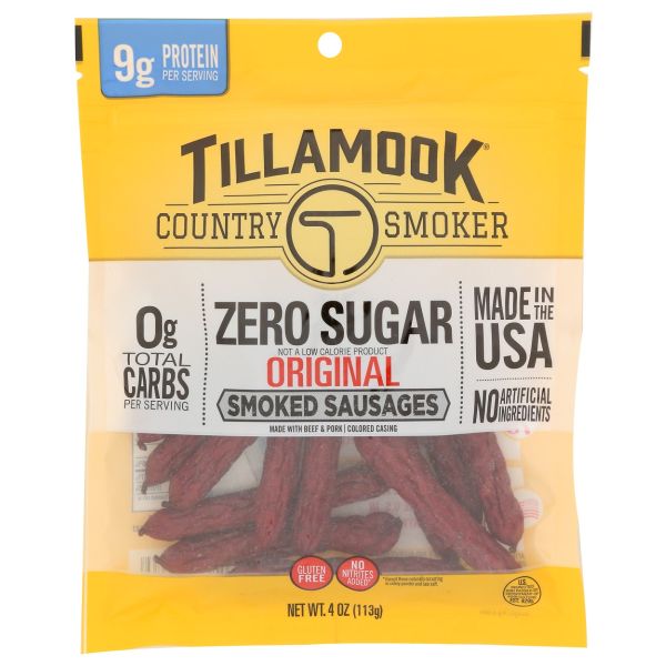 TILLAMOOK COUNTRY SMOKER: Zero Sugar Smoked Sausages Original, 4 oz