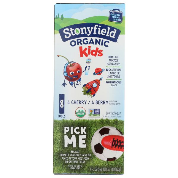 STONYFIELD: Organic Kids Low Fat Tubes Cherry Berry 8-2oz, 16 oz