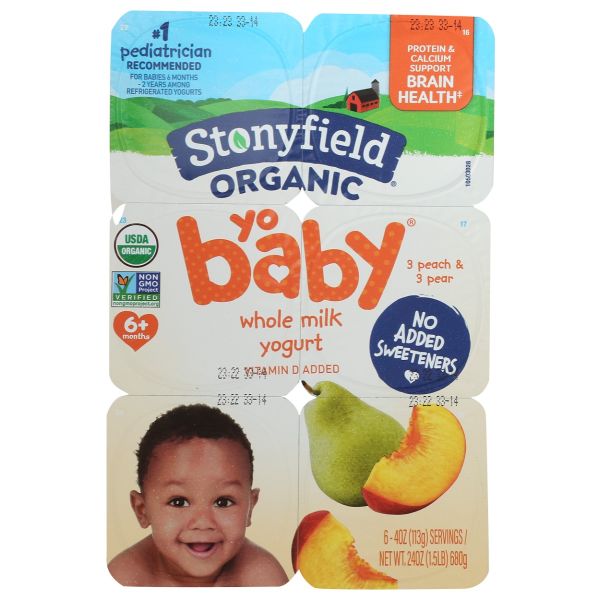 STONYFIELD: Yobaby Organic Peach and Pear Yogurt, 24 oz