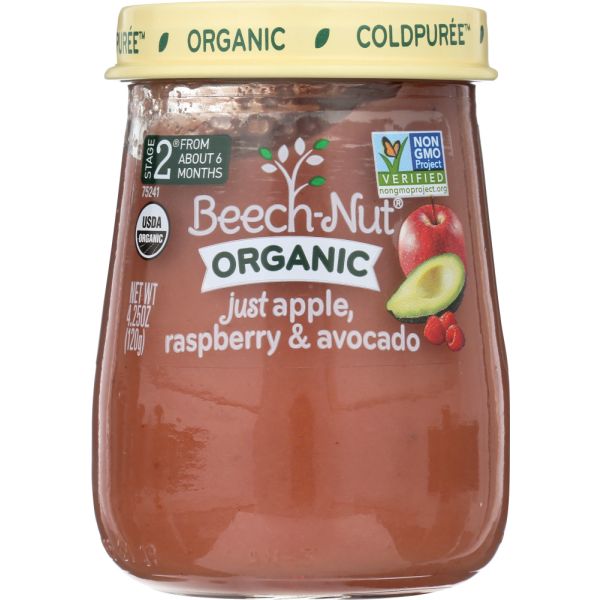 BEECH NUT: 2nd Stage Just Organic Apple Raspberry Avocado, 4.25 oz