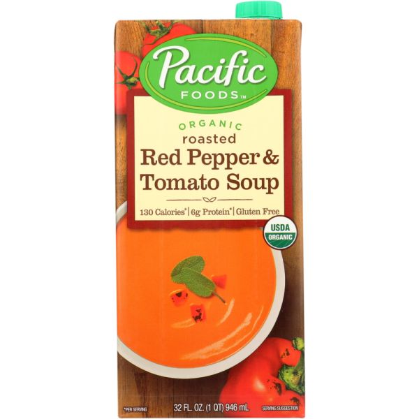 PACIFIC FOODS: Organic Roasted Red Pepper and Tomato Soup, 32 oz
