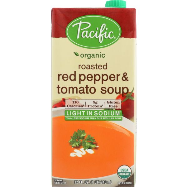 PACIFIC FOODS: Organic Soup Roasted Red Pepper and Tomato Light in Sodium, 32 oz