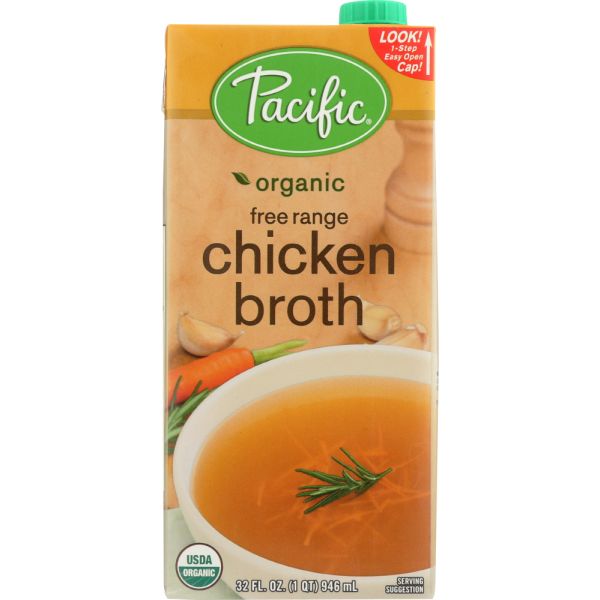 PACIFIC FOODS: Organic Chicken Broth Free Range, 32 oz