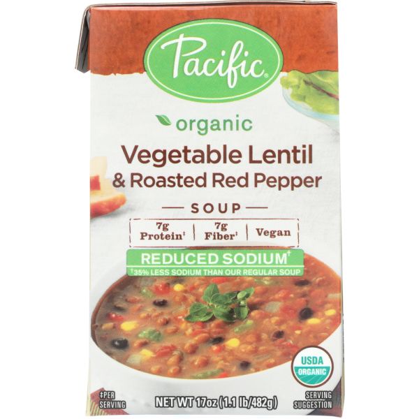 PACIFIC FOODS: Soup Reduced Sodium Lentil & Roasted Red Pepper, 17 oz