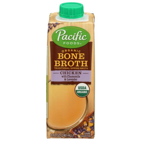 PACIFIC FOODS: Organic Bone Broth Chicken with Chamomile and Lavender, 8 oz